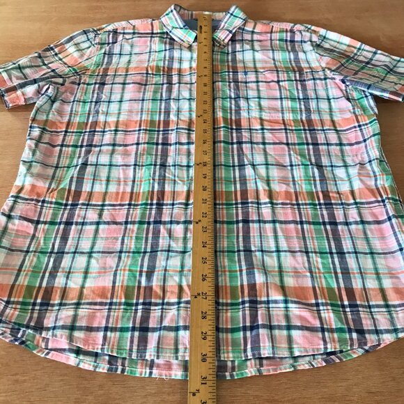 Izod Saltwater Relaxed Classics Shirt Men XL Green Plaid Button Down Pocket - Picture 4 of 12